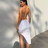 Ruffled Halter Top with Front Tie image 7