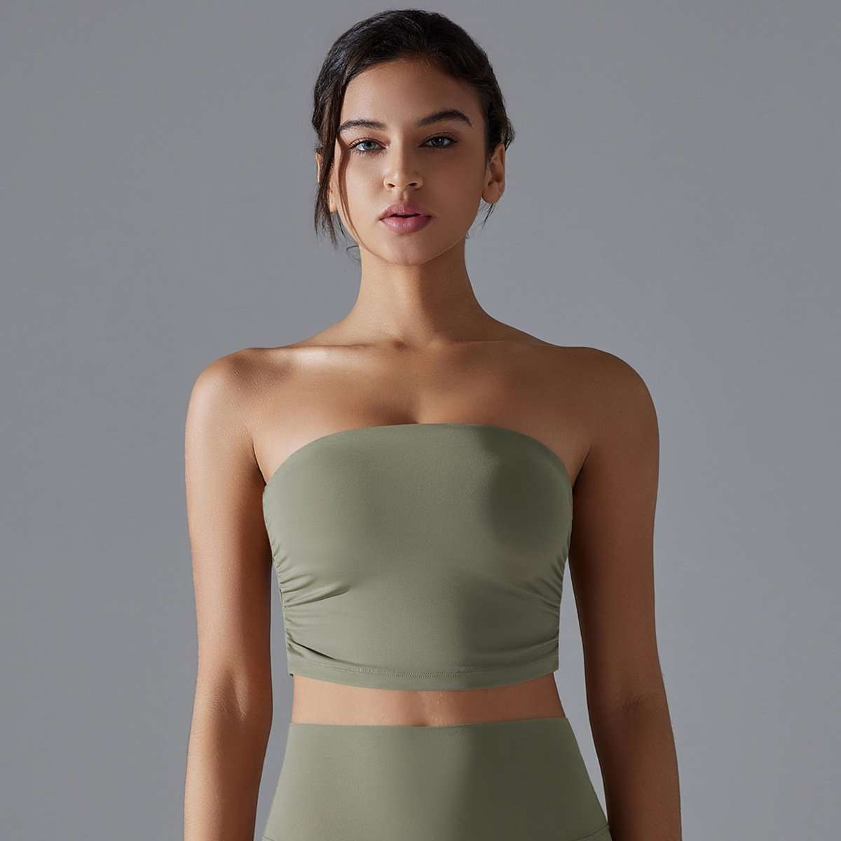 Strapless Crop Top - Hazelnut Beige, M image