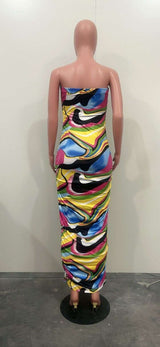 Strapless Abstract Print Maxi Dress image 4