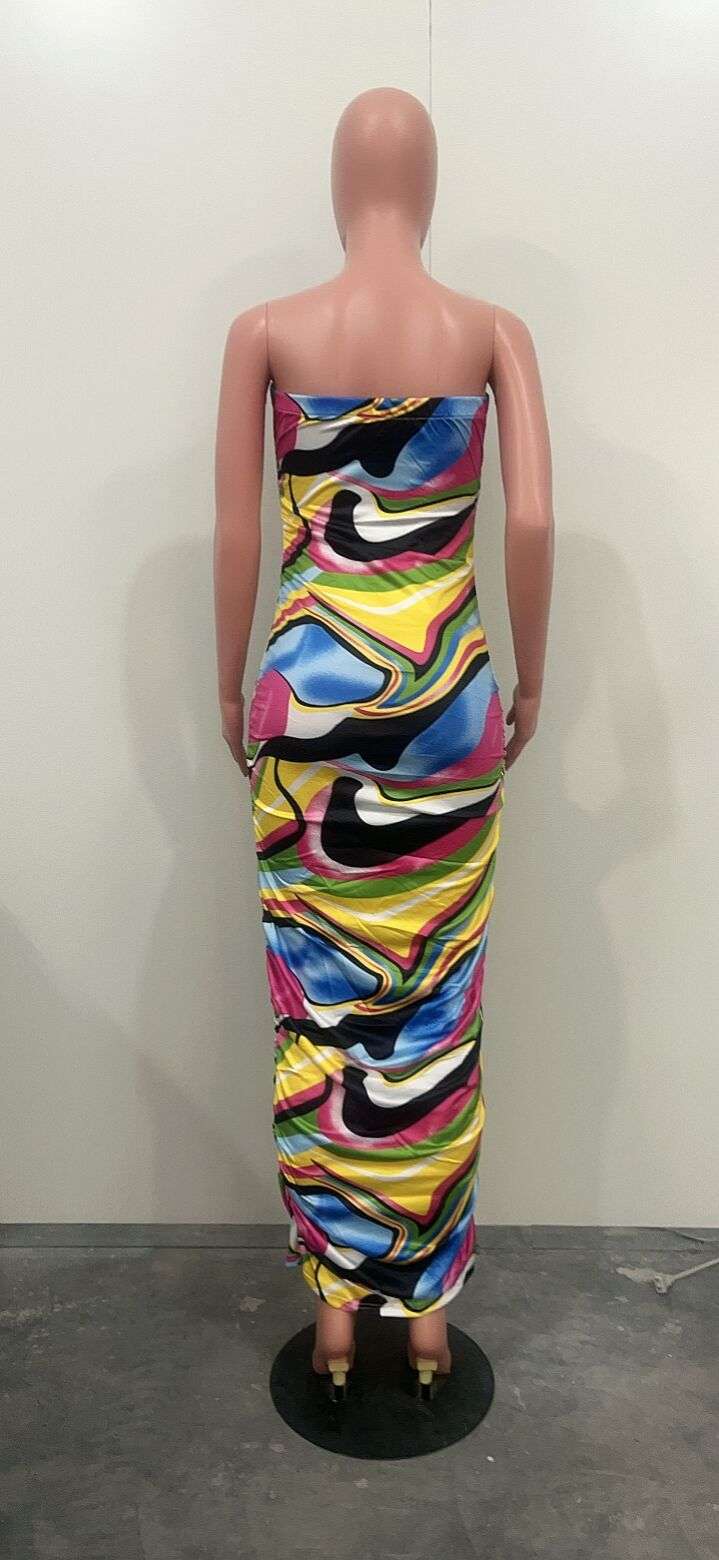 Strapless Abstract Print Maxi Dress image 4