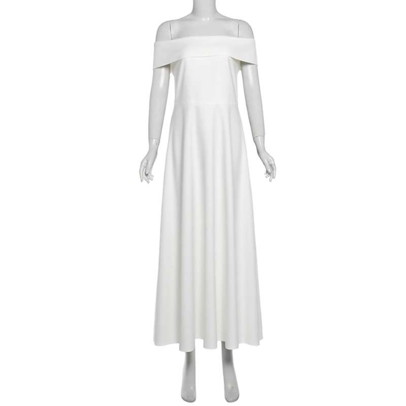 Off-Shoulder White A-Line Maxi Dress image 7