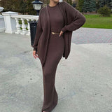Bodycon Midi Dress With  Cardigan - XL, Molten Lava Brown image