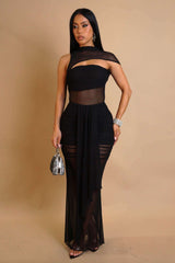 Sheer Mesh Cut-Out Maxi Dress image 1