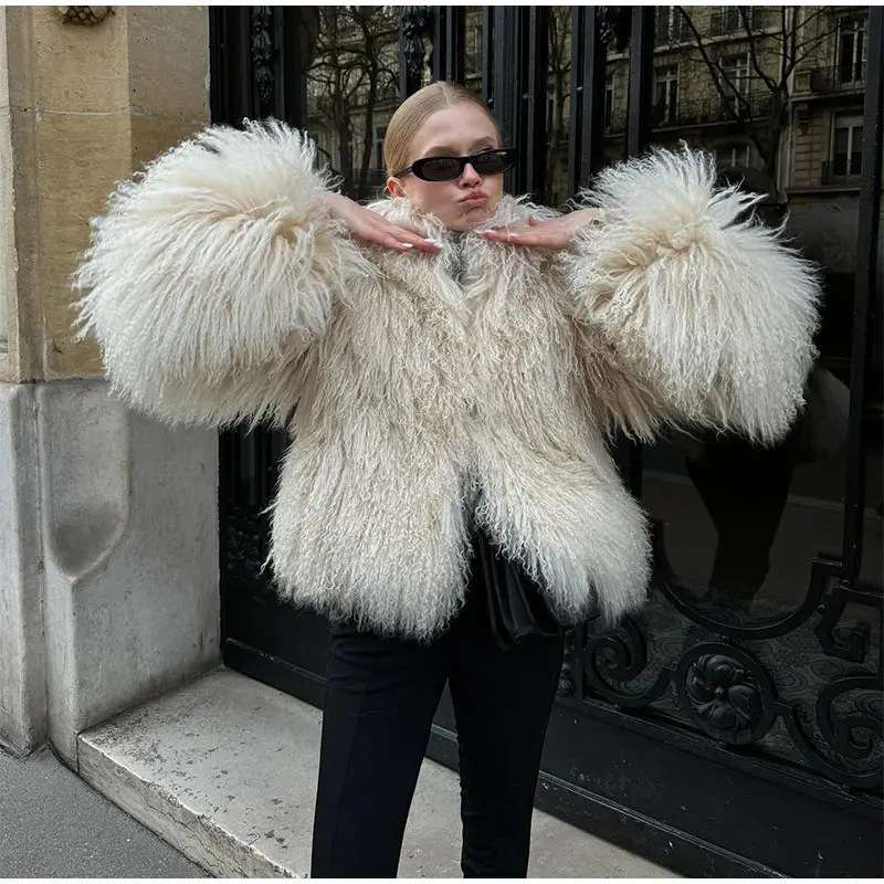Oversized Plush Fur Coat Soft Long Sleeves image 1