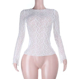 Elegant White Lace Long-Sleeve Top image 2