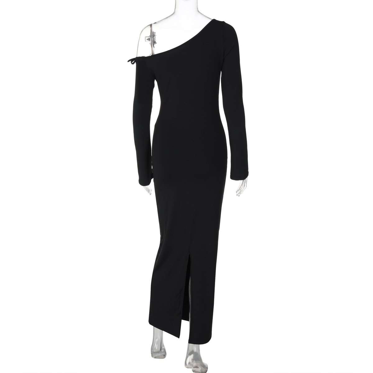 Lace-Up Black Maxi Dress image 5