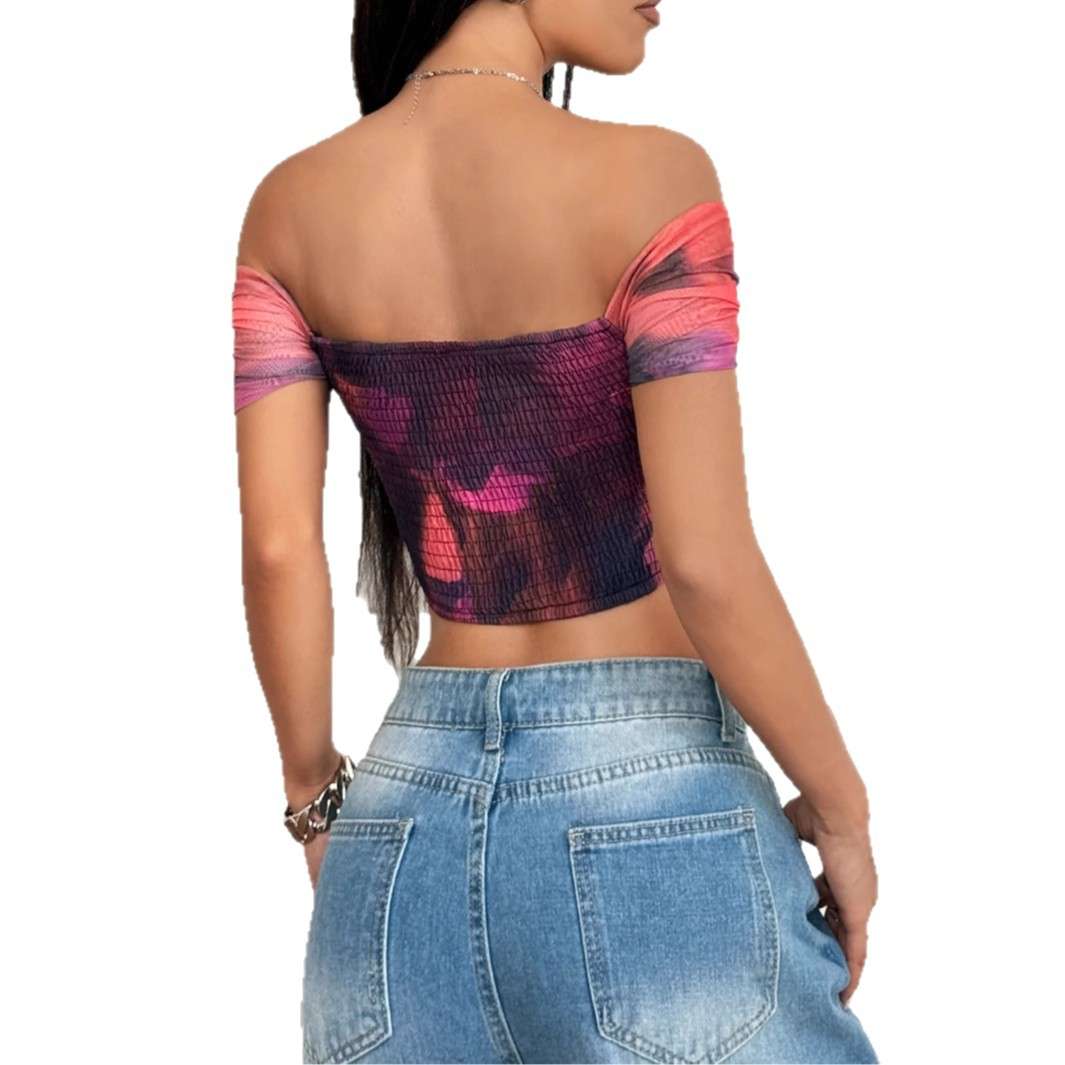 Off-Shoulder Tie-Dye Crop Top image 3