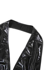 Sexy Halter Neck Deep-V PU Leather Backless Mini Dress image 7