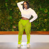 Sexy See-through Mesh Bandage Leggings - S, Bright Chartreuse Green image
