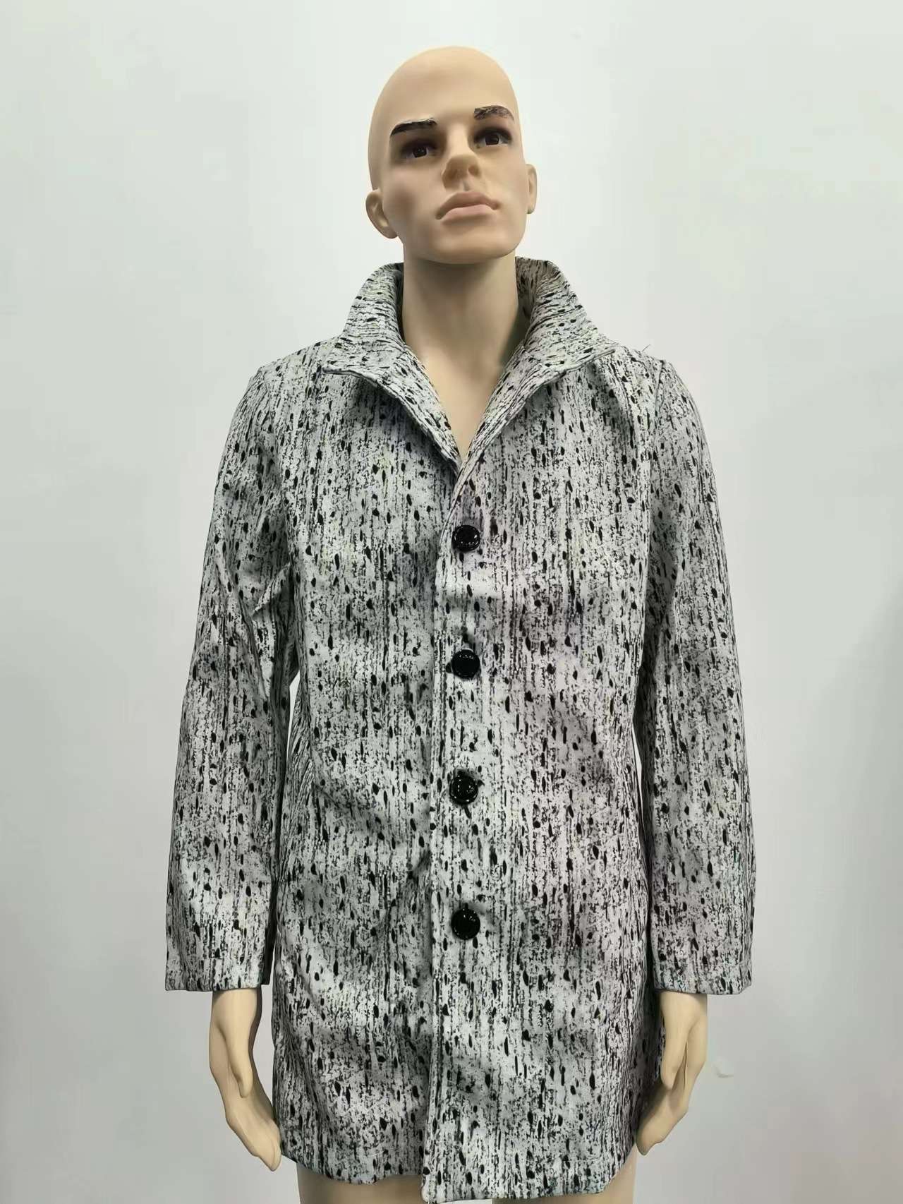 Stand collar mid-length casual coat with pockets image 2