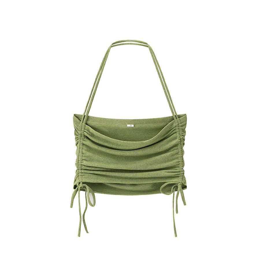 Stylish Ruched Crop Top - L, Green image