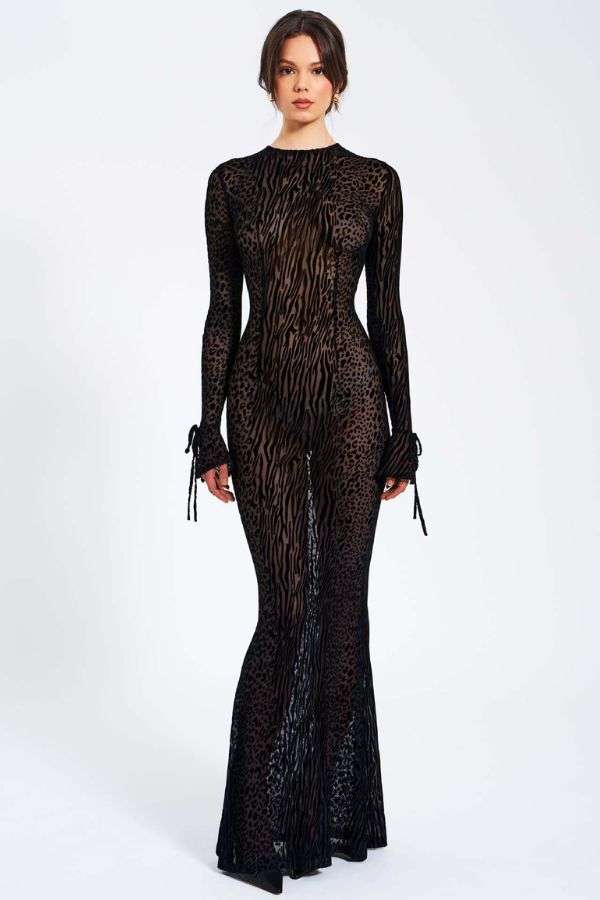 See Through Leopard Maxi Dress image 1