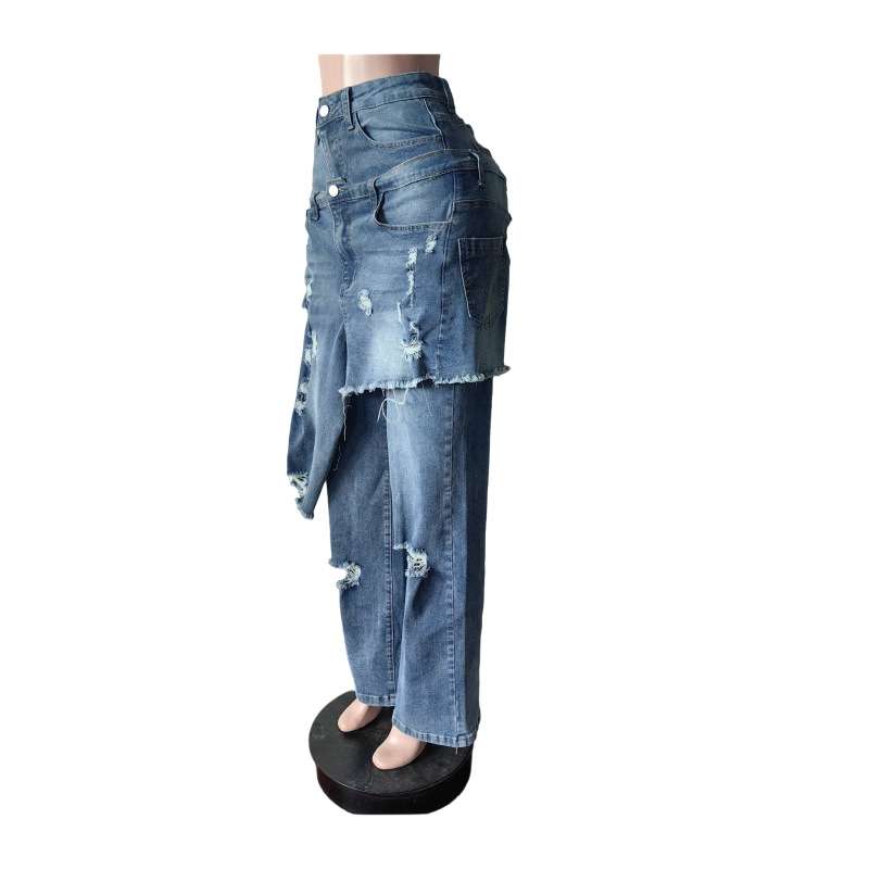 Distressed Wide-Leg High-Waisted Jeans image 3
