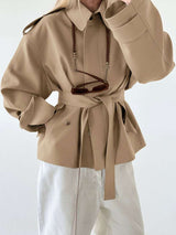 Belted Oversized Utility Jacket - L, Beige image