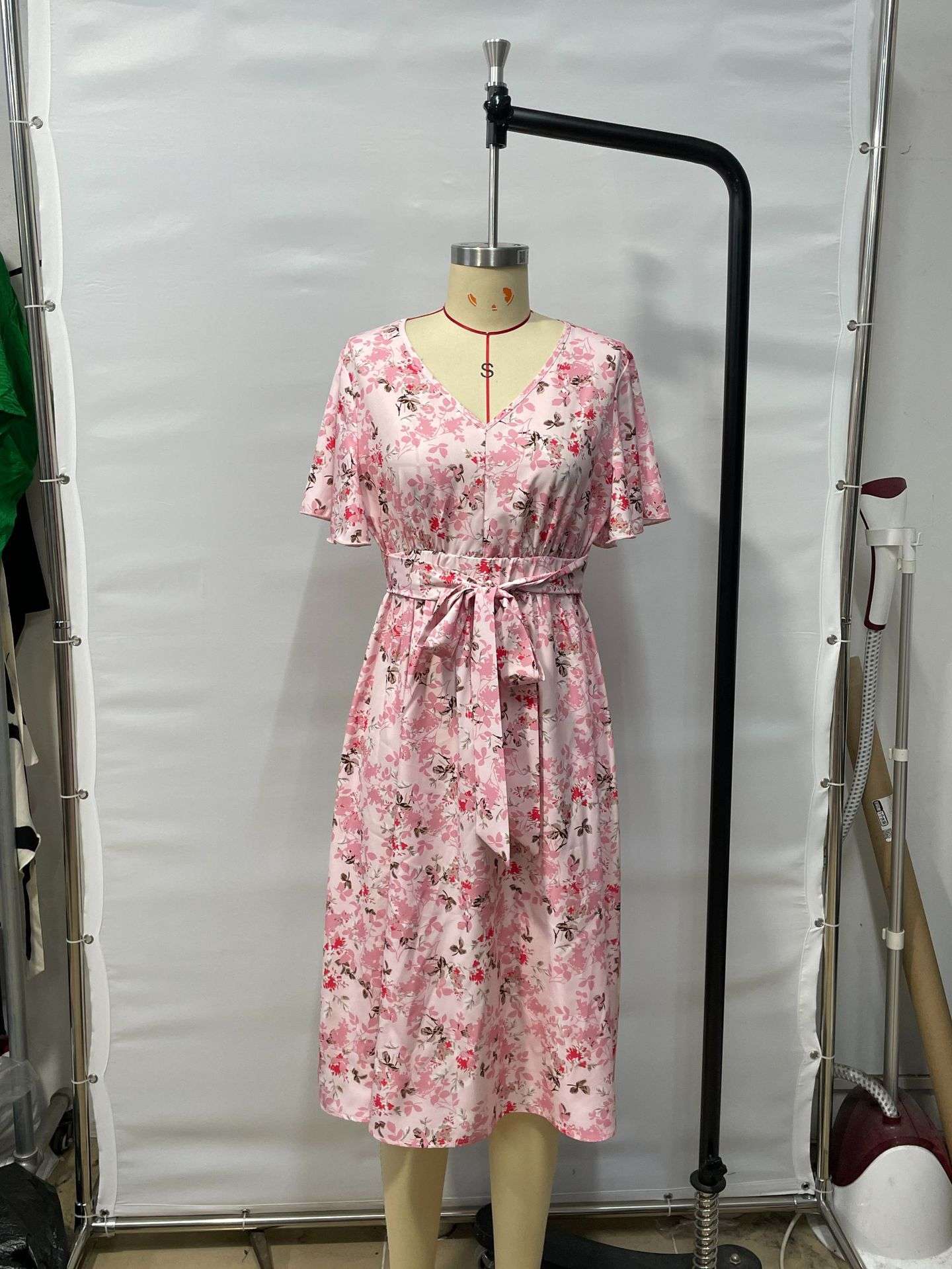 Floral V-Neck Midi Dress image 1