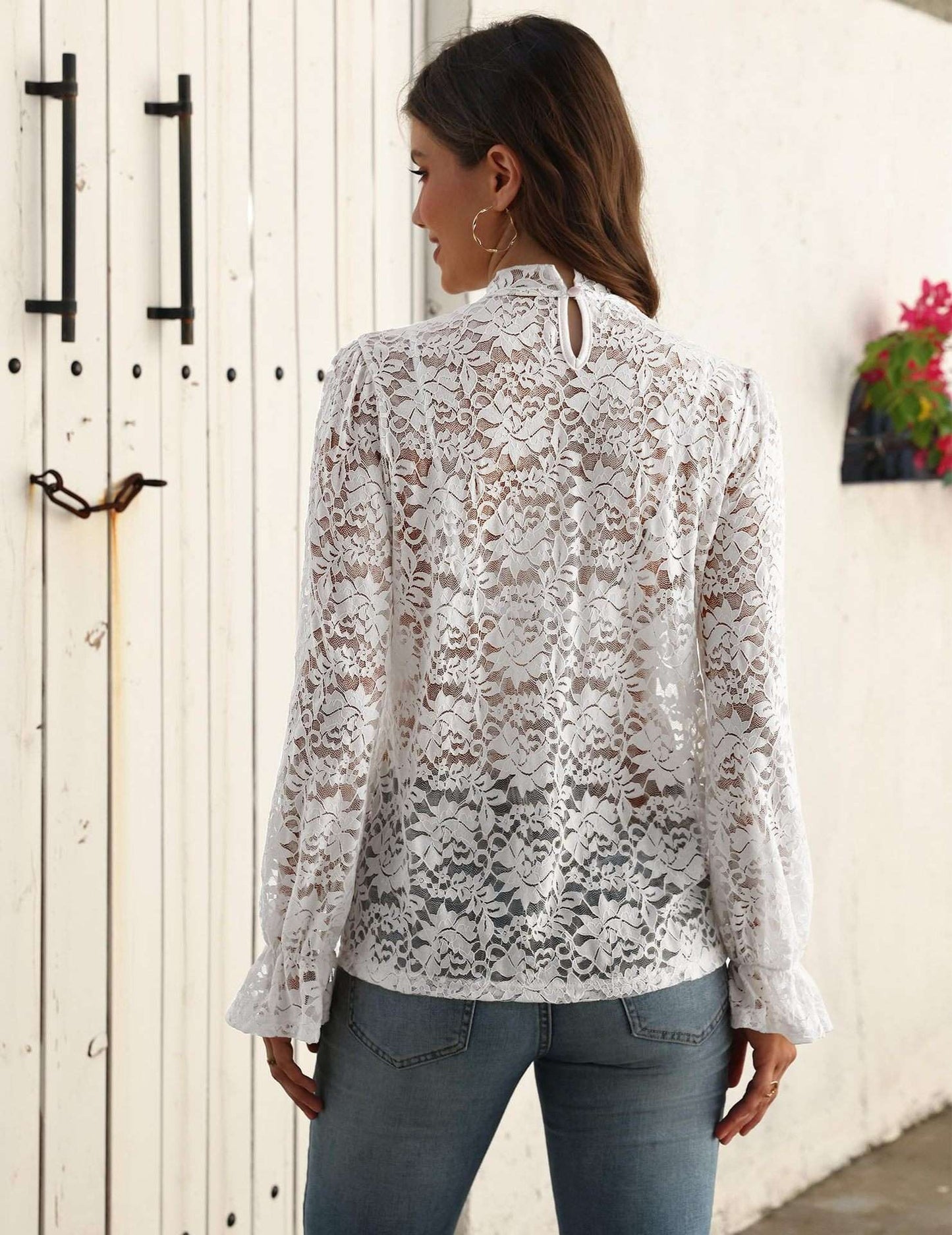 Elegant Lace Long-Sleeve Blouse image 4