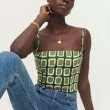 Green Geometric Print Camisole Top - M, Green image