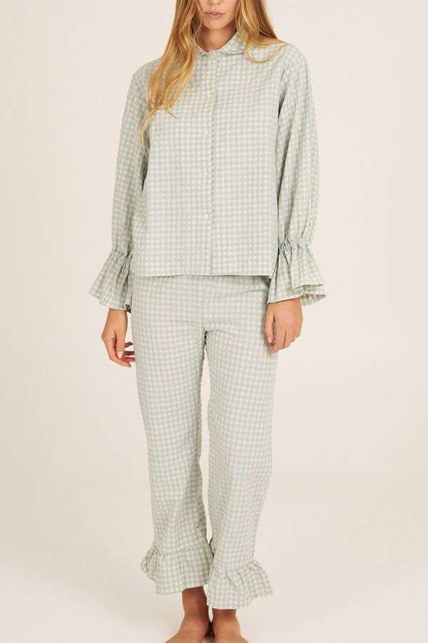 Casual 2-piece Suit Bell Sleeve Top Mesh Trousers image 0