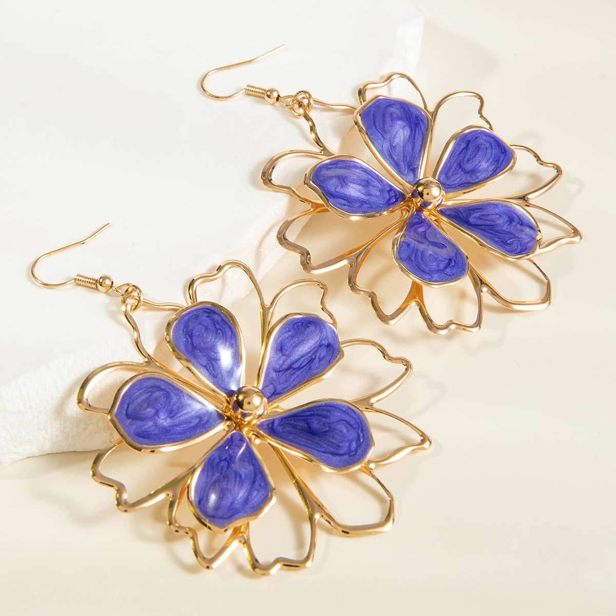 Floral Earrings with Enamel Petals image 6
