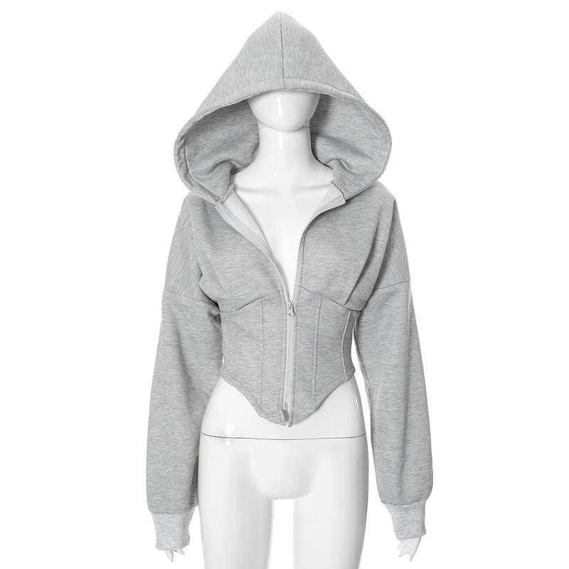 Cropped Corset Zipper Hoodie image 3