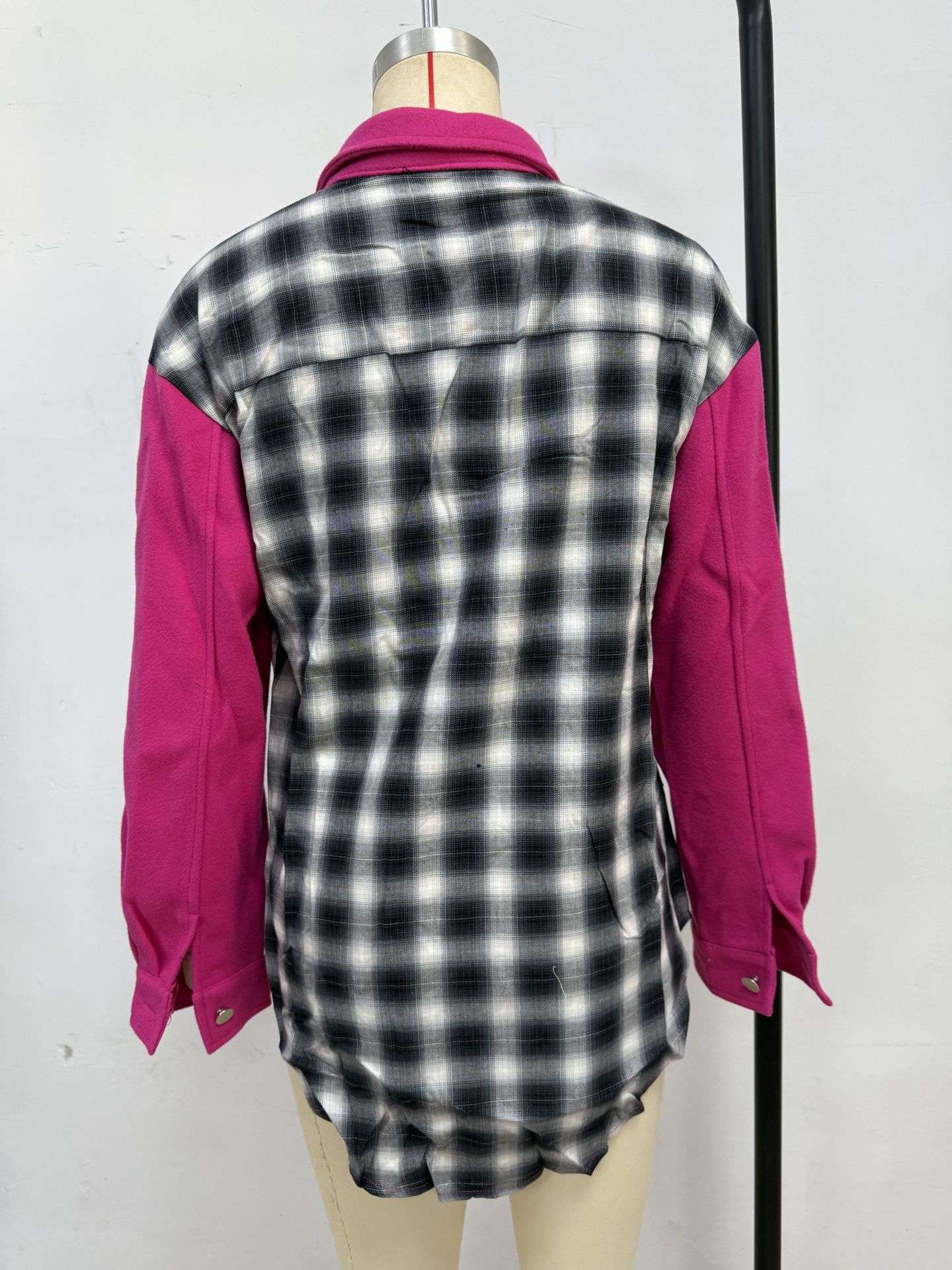 Colorblock Plaid Button-Up Shirt image 4