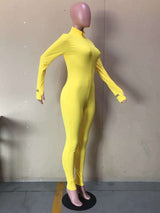 High Neck Zipper Long Sleeve Jumpsuit image 4