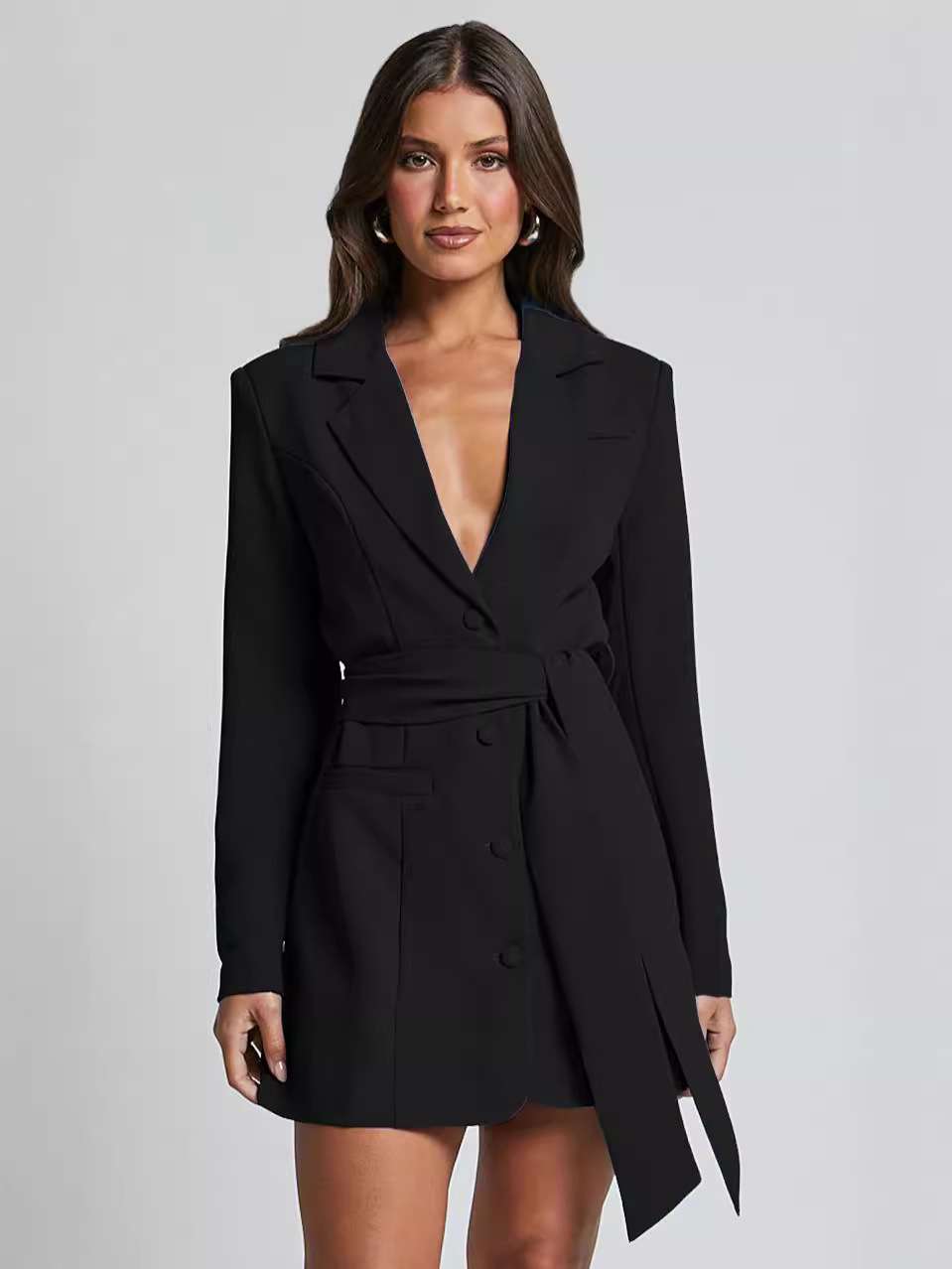 Elegant Belted Blazer Dress image 3
