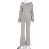 Off-Shoulder Lounge Set with Drape Details image 4