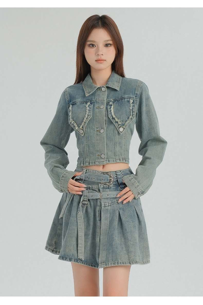 Cute Cropped Jacket and Skirt Set image 3