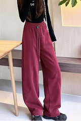 Wide Leg Pants High Waisted Drawstring Loose Trousers image 0