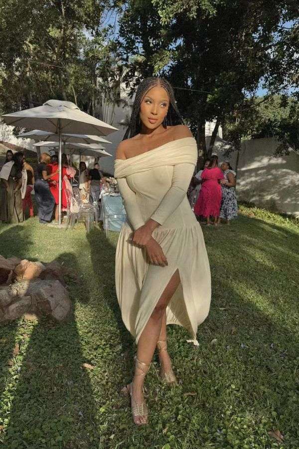 Off-Shoulder Bodycon Dress with Slit image 0