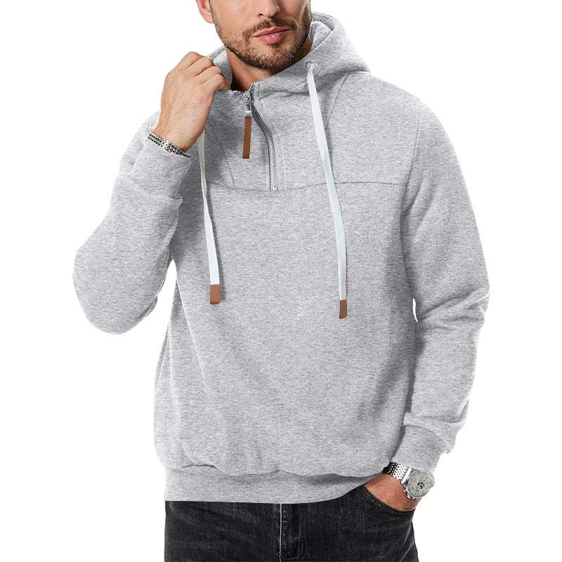 Casual Solid Hooded Sweatshirt - L, Grey image