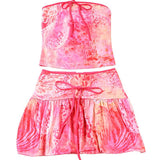 Tie-Dye Strapless Crop Top & Ruffled Mini Skirt Set image 2