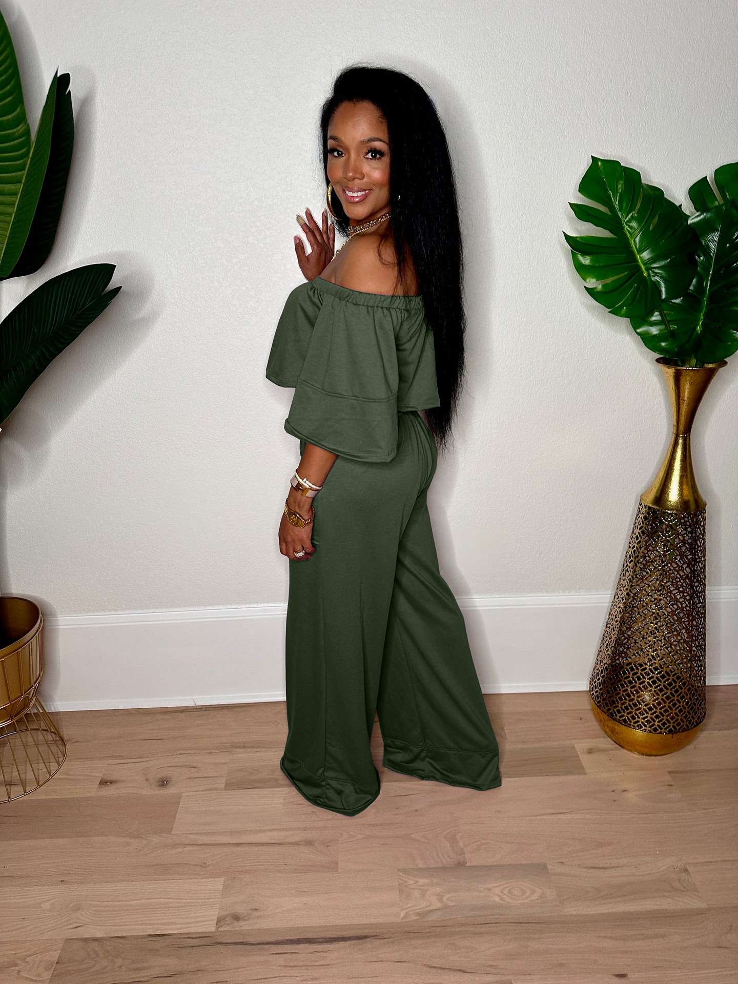 Off-Shoulder Pants & Crop Top Set image 3