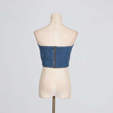 Patchwork Denim Heart Bandeau Top image 8