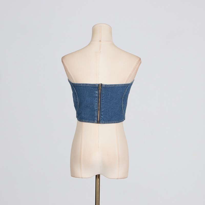 Patchwork Denim Heart Bandeau Top image 8