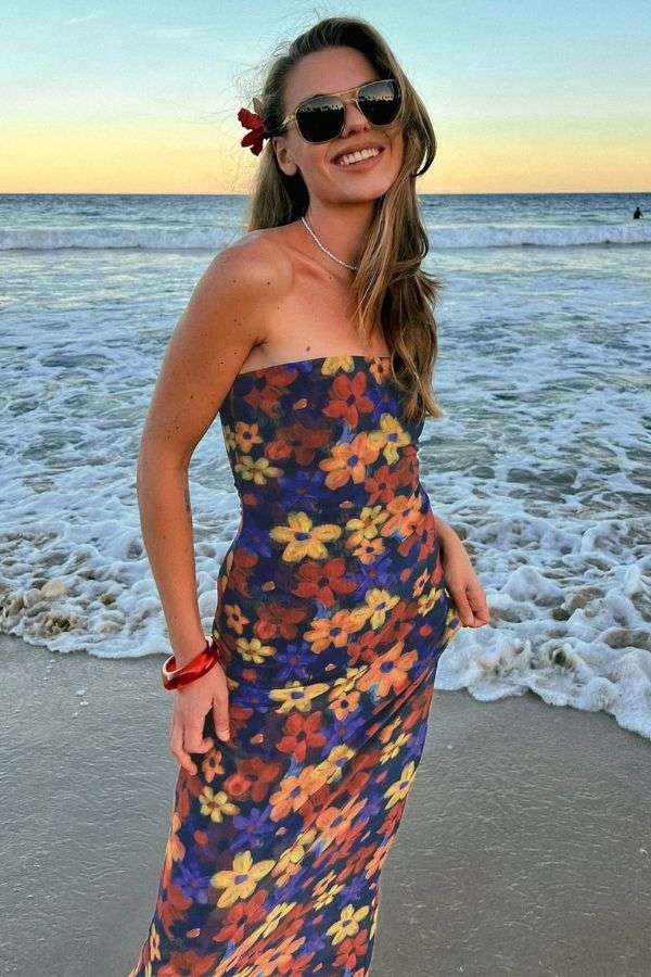 Vibrant Floral Strapless Maxi Dress image 2