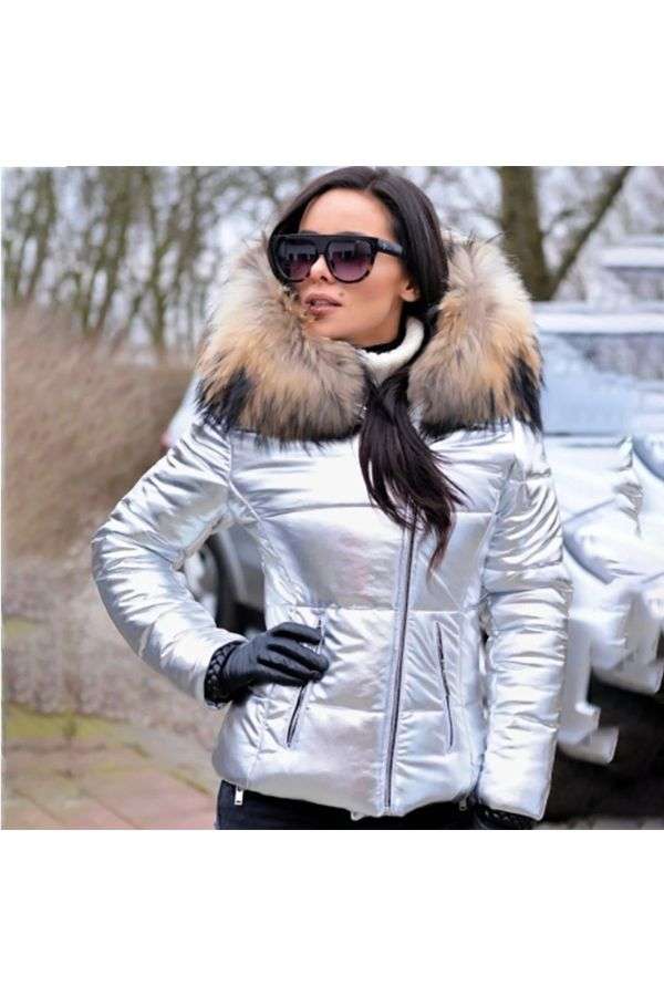 Winter Hooded Down Jacket Warm Overcoat - XL, Silver image