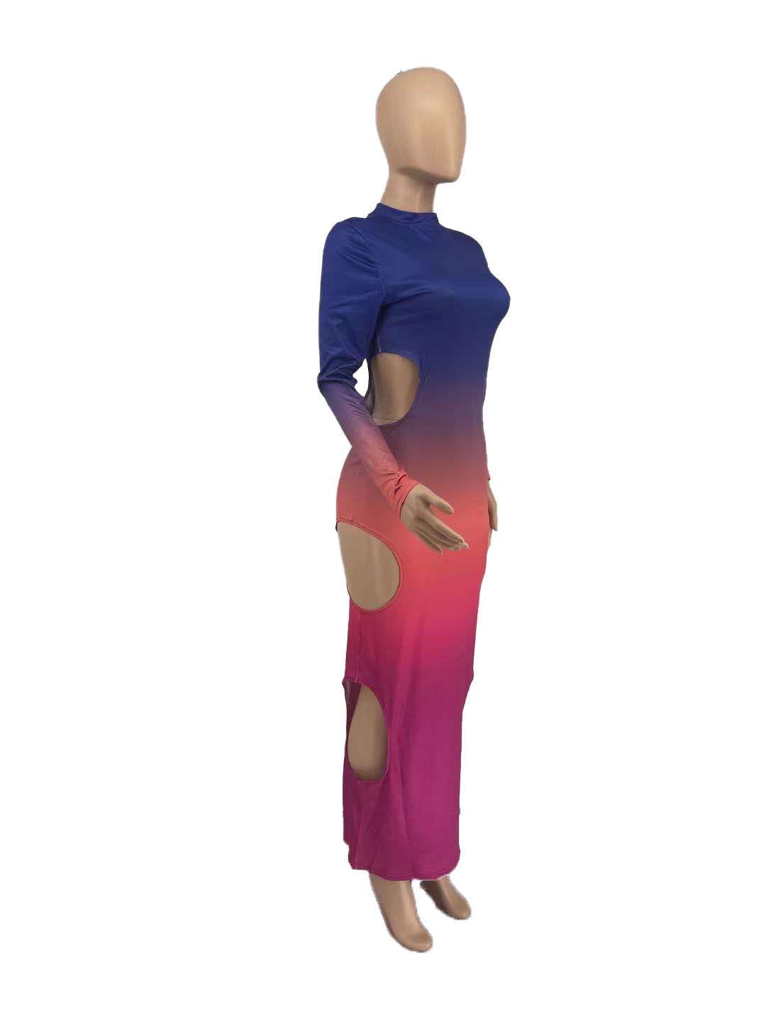 Split High Neck Bodycon Maxi Dress image 1