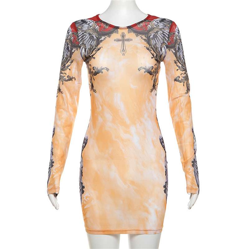 Elegant Tie-Dye Bodycon Mini Dress image 1