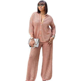 Loose Long Sleeve 2 Piece Set - L, Nude Pink image
