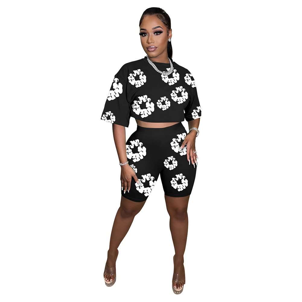 Abstract Print Two-Piece Set - L, Black image