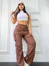 Utility Chic Cargo Pants - M, Brown image