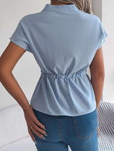 Button-Up Blouse with Waist Tie image 4