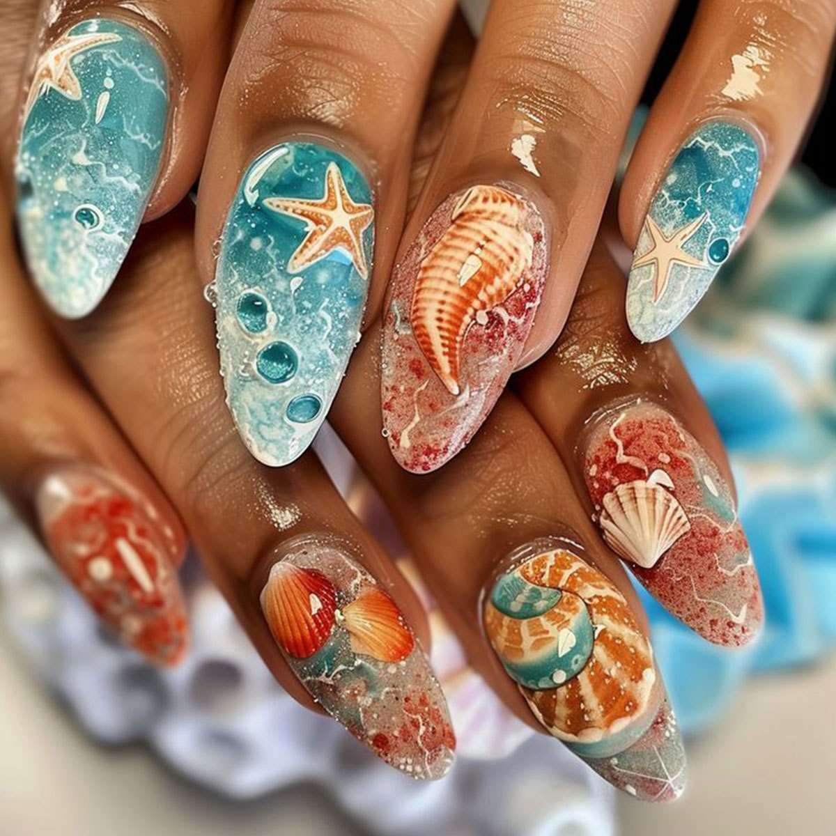 Ocean Themed 3D Nail Art image 0