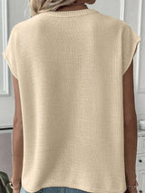 Knit Vest Sweater Crew Neck Loose Fit Cap Sleeve Loose Top image 4