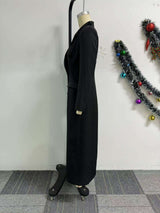 Elegant Black Double-Breasted Long Coat image 5