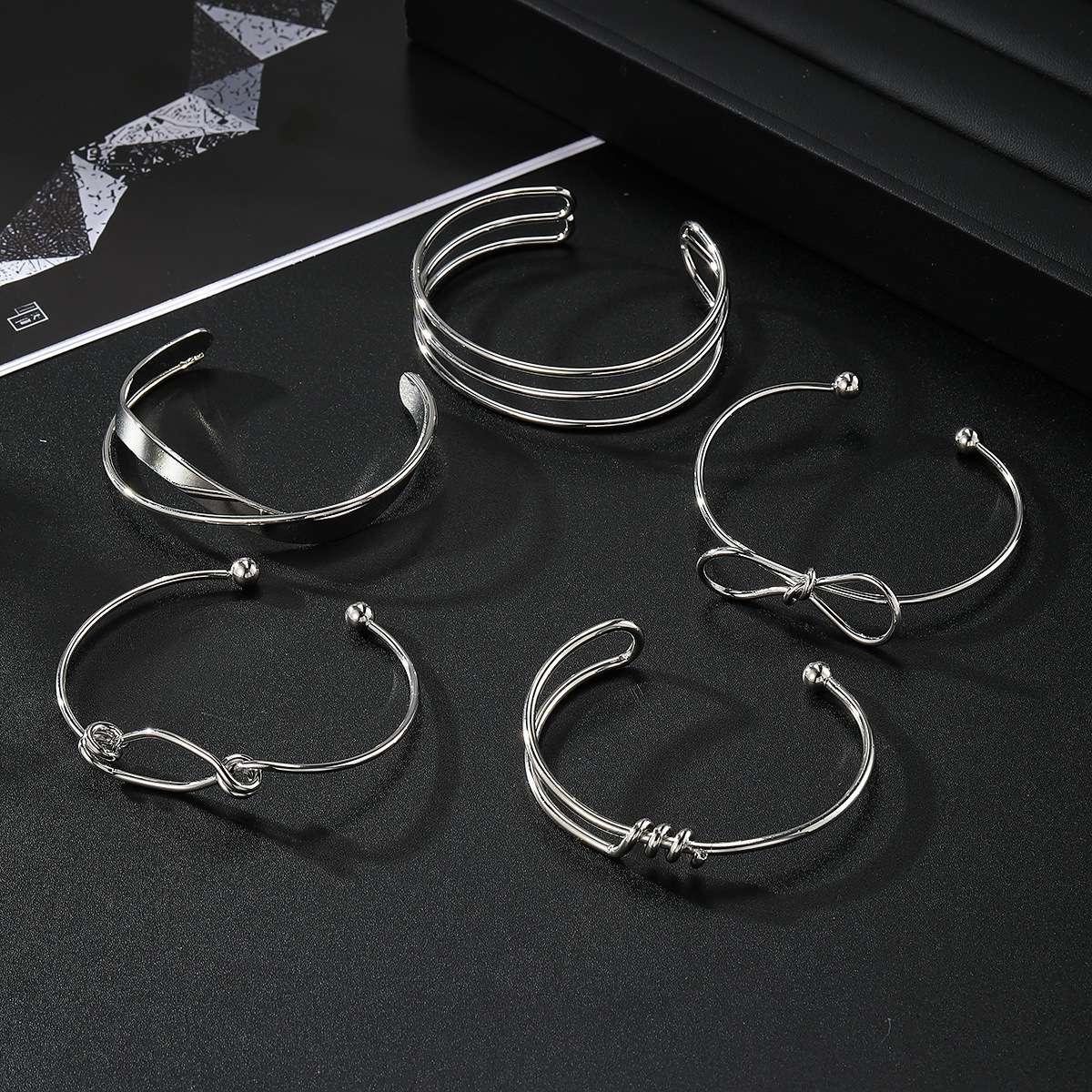 Elegant Silver Wire Cuff Bracelets image 2