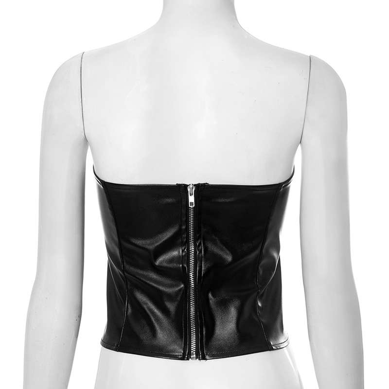 Faux Leather Strapless Cut-Out Top image 2