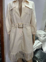 Chic Off White Fringe Dress image 4